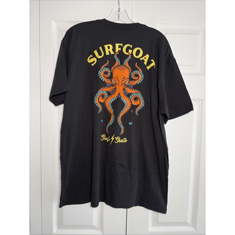 Surfgoat Octopus Graphic Tee Mens Size XL Black Surf Skate Streetwear Cotton